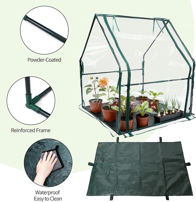 PROWORX Mini Greenhouse 36"x36"x42" Plant Cover Tent Seed Starting Waterproof Floor Mat Small Plant Tent for Use on Patio Balcony Porch & Indoors/Outdoors
