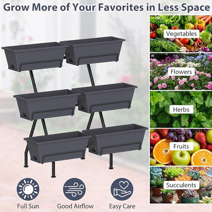 Sunexinlo Vertical Garden Planter Freestanding Raised Bed for Herbs Flowers Vegetables, Indoor Outdoor for Patio Balcony Deck