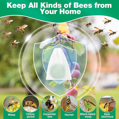 36 Pack Peppermint Wasp & Bee Repellent - Natural Carpenter Bee Repellent for Yellow Jacket, Hornet, Mud Wasp Deterrent for Outdoor Patio Garden Porch, Long-Lasting Protection, Pet Safe,36 Mesh Bags