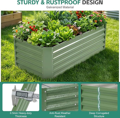 Galvanized Raised Garden Bed - 4x2x1.4ft (2Packs) Metal Garden Planter Box Outdoor | Steel Raised Bed Kit with Bracing Rods, Gloves for Gardening Vegetables Fruits and Flowers