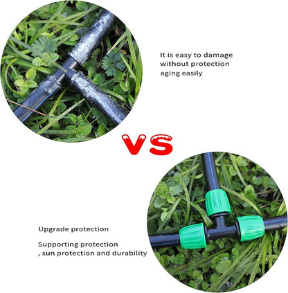 15 Pack 1/2 Inch Drip Irrigation Tee Fittings (1/2" ID x0.6-0.63" OD) - 1/2'' Drip Line Anti-Drop Barbed Lock Nut T Connectors for 1/2 Inch Drip Irrigation Tubing System Connection