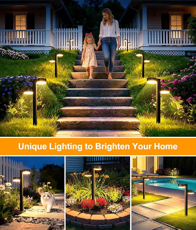 Bright Solar Pathway Lights Outdoor, 6 Pack with 12 Heads Garden Lights Solar Powered Path Lights Up to 15 Hrs, Auto On/Off Waterproof Outdoor Solar Light for Yard Walkway Driveway Patio Lawn