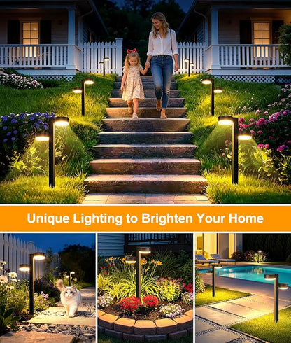 Bright Solar Pathway Lights Outdoor, 6 Pack with 12 Heads Garden Lights Solar Powered Path Lights Up to 15 Hrs, Auto On/Off Waterproof Outdoor Solar Light for Yard Walkway Driveway Patio Lawn