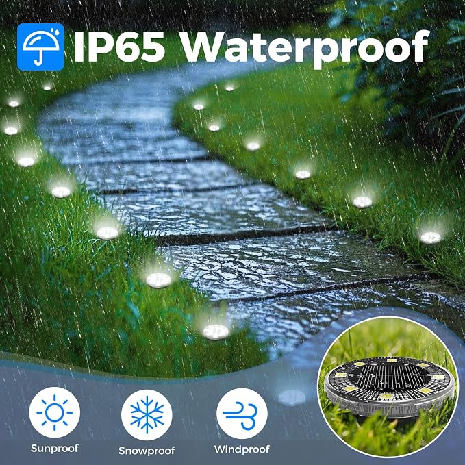 Peasur Mini Solar Ground Lights, 30 Pack Flat Solar Disc Lights Outdoor Waterproof, 2.3 Inch Small Solar Garden Lights Landscape Lighting for Outside Pathway Garden Yard Lawn Walkway,Cool White