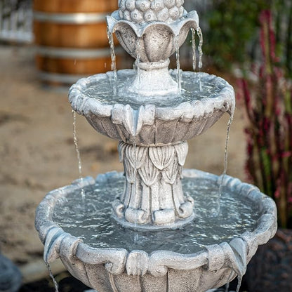 XBrand Large Outdoor Electric Bird Bath Fountain 58.3", 3-Tier Garden Water Fountain with Pump, Classic Leaf Design, Resin Floor Fountain for Yard, Lawn, Patio & Porch