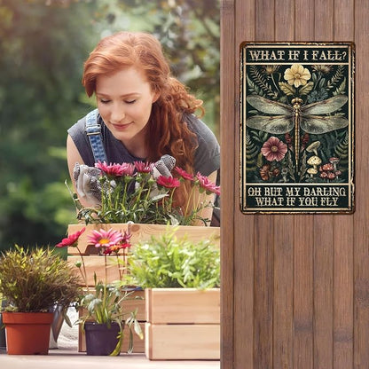 Dragonfly Wall Decor Vintage Tin Sign Steampunk Decor Hippie Gypsy Fairy Metal Poster Art for Home Bedroom Living Room Bathroom Farmhouse Outdoor Garden Yard Patio 12 * 8inch
