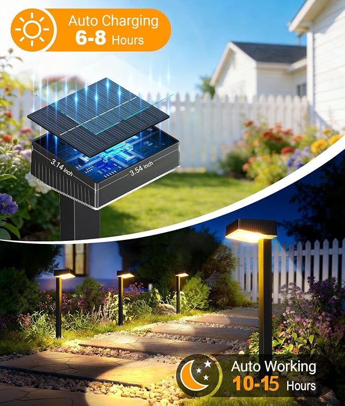 ELECLINK Solar Pathway Lights Outdoor, 12 Pack Garden Lights Solar Powered Path Lights with Larger LED Lens, 2 Light Modes Waterproof Outdoor Solar Light for Yard Driveway Walkway Landscape Patio Lawn