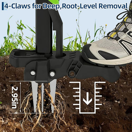 Garvee 40" Long Handle Stand Up Weed Puller - 4-Claw with Ejector Gardening Hand Weeding Tool Easy-Eject Easily Remove Weeds Without Bending, Pulling, or Kneeling.
