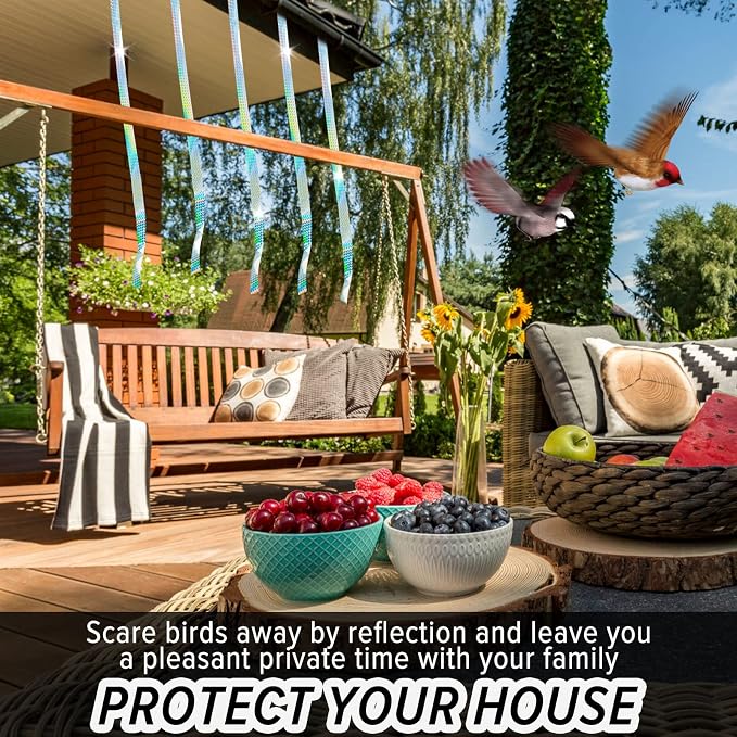 MP Mypole Bird Scare Tape - 2 x 500ft Reflective Flash Tape for Birds, Woodpeckers, Outdoor, House, Garden, Patio, Orchard