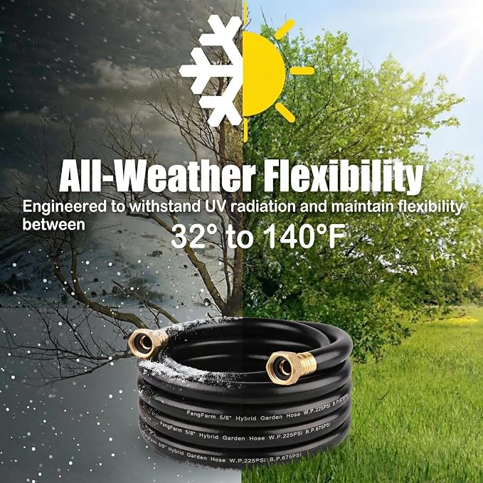 Reel Leader Hose for Garden: 15FT 5/8" Female to Female Hose with 3/4" GHT Brass Fittings - No Kink for Longer Faucet to Reel Distance - Short Water Hose for Yard Watering Outdoor Cleaning