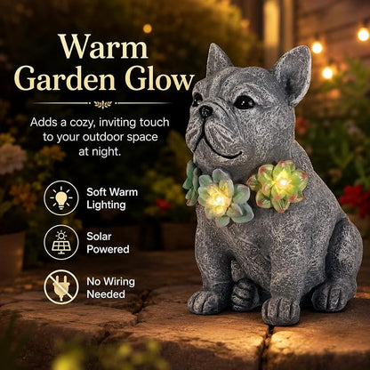 Solar Garden Statues Dog with Succulent and LED Lights Birthday Gifts for Women Mom Grandma Solar Outdoor Dog Decor for Outside,Outdoor Solar Lights for Yard, Garden and Patio, Unique Gift for Women