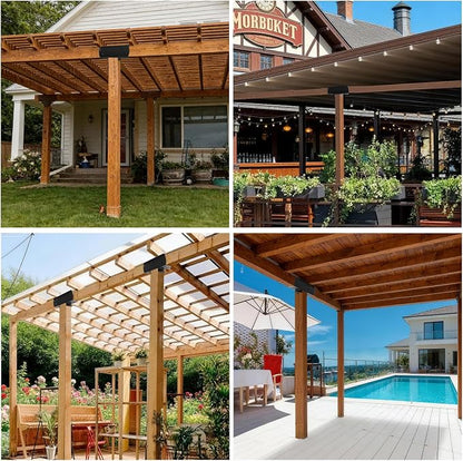 2 Pcs 4"x 4" 3-Way Pergola Bracket(Actual Fit: 3.6"x3.6") Post | T-Shaped Bracket Woodworks Pergola Kit|Metal Wood Post Connector for Pergola and Outdoor Structures