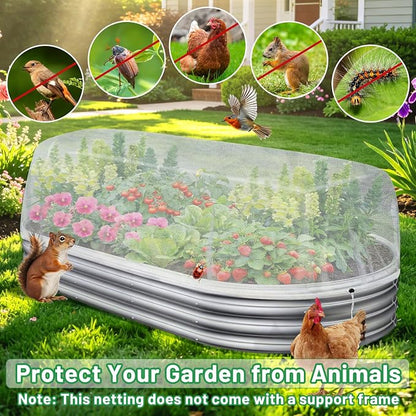 2 Pack Garden Netting for Raised Beds, 6x3FT Raised Bed Cover for Garden Protection, Ultra Fine Mesh Bird Netting Pest Barrier Screen with Drawstring for Protecting Vegetables Fruits Flowers