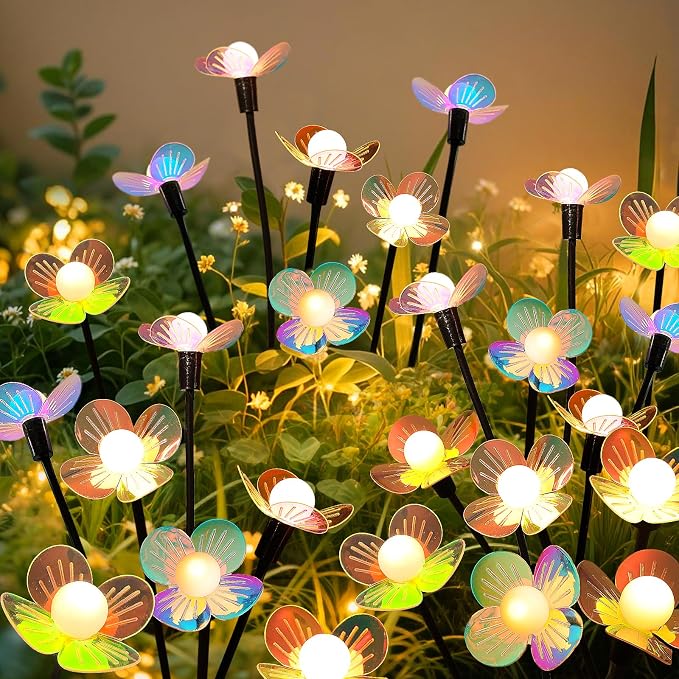 MRHEPHAESTUS Solar Garden Lights, 6 Pack 36 LED Solar Swaying Flower Light, Waterproof Firefly Lights Outdoor Fairy Light for Garden Patio Yard Pathway Flower Bed Decoration