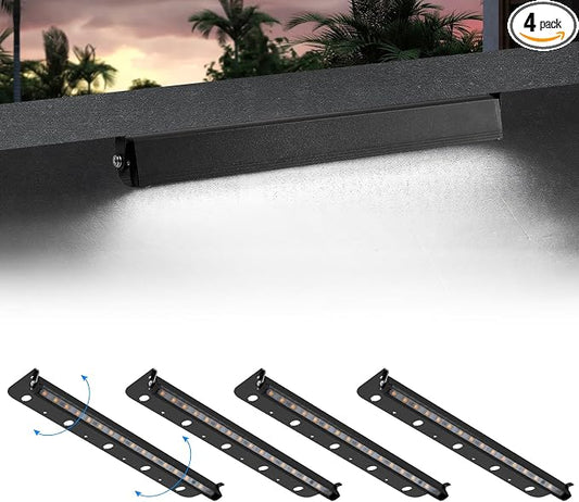 4-Packs 5W 12inch LED Hardscape Paver Lighting,12V AC/DC Low Voltage Retaining Wall Lights,Landscape Lighting,5000K Daylight White Outdoor Step Light,50,000 Hours Lifespan-Black