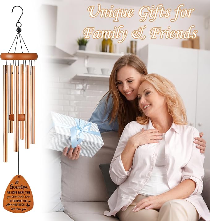 Grandpa Wind Chime for Outside: Grandpa Gifts, Metal Wind Chimes, Thoughtful Birthday Father's Day Christmas Thank You Gift for Grandfather, Home Garden Patio Yard Decor