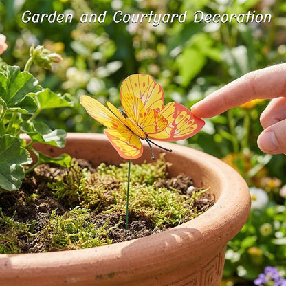 30PCS Butterfly Decorations Outdoor Butterfly Garden Picks for Garden Decor | 3D Waterproof Double Layer Artificial Butterflies Picks for Crafts Flower Arrangements Outdoor Indoor Spring Decor