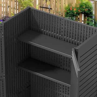 YITAHOME 2-Piece Metal Storage Shed Shelves for 59 cuft Vertical Outdoor Storage Shed，2-Piece Outdoor Storage Rack 51 inx13.8 in with 8 Screws, Easy Assembly, 22 lbs, Black