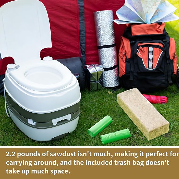 Toilet Sawdust Compost Composting 4.4 Pounds Kit with 8 Gallon Biodegradable Bags for Indoor and Outdoor Portable Toilets, All Natural Odor Control Wood Shavings for Camping Rv Off-grid Living
