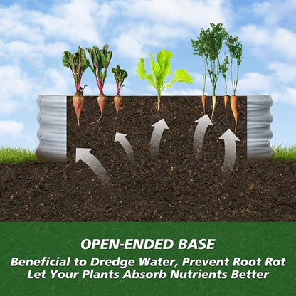 PINPON 2-Pack Galvanized Raised Garden Bed 2x2x1 ft, Round Metal Planter Box Outdoor for Vegetables Flowers, Heavy-Duty Rust-Resistant, Also Use as Fire Pit Ring for Backyard Camping