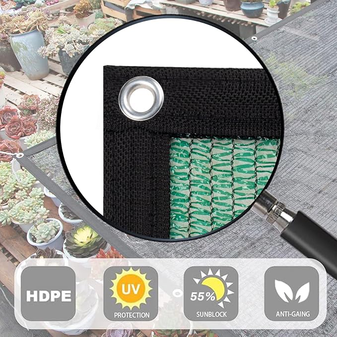 LOVE STORY 10x12FT 55% Dark Green Shade Cloth Sun Shade Net with Grommets Sunblock Net Mesh Tarp for Garden,Plants Cover,Greenhouse and Patio