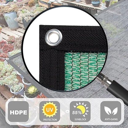LOVE STORY 10x12FT 55% Dark Green Shade Cloth Sun Shade Net with Grommets Sunblock Net Mesh Tarp for Garden,Plants Cover,Greenhouse and Patio