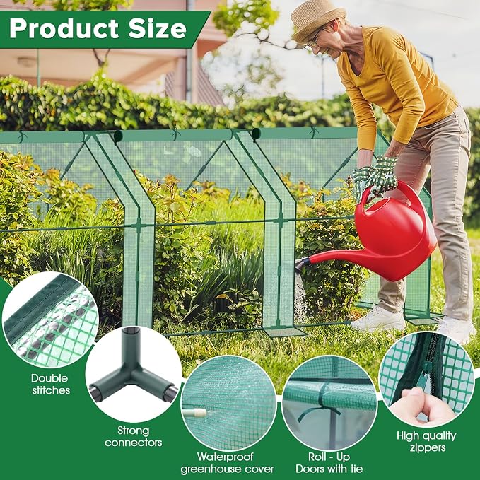 Mini Greenhouse for Outdoor,Portable Small Tunnel Greenhouses for Outdoors with Roll up Zipper Door for Protecting Plant (PE, 95" x 36" x 36")