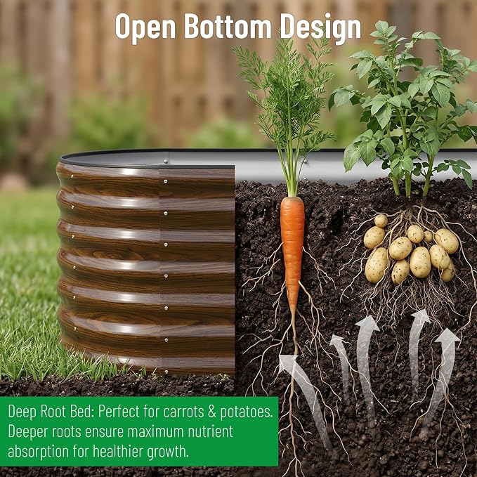 SnugNiture Galvanized Steel Raised Garden Bed Kit - 4x2x2 ft Large Metal Planter Box for Vegetables, Flowers, Herbs | Easy Assembly, Open Bottom Design