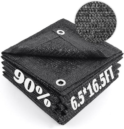 Cool Area 90% Sun Shade Cloth Mesh Tarp with Grommets for Plant Cover 6.5x16.5ft Patio Canopy Garden Pergola Greenhouse Car Barn Kennel Black