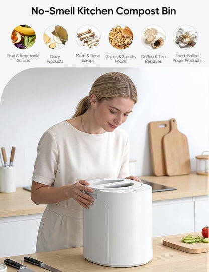 Electric Composter for Kitchen, LUBBYGIM 2.5L Smart Countertop Compost Bin