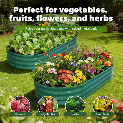 Raised Garden Bed, 12" Tall Galvanized Metal Raised Beds for Gardening Kit | 12x2x1ft, Large Above Ground Planters Boxes for Outdoor Plants Vegetables, Flowers, Herbs, Fruits, Rust Resistant, Green