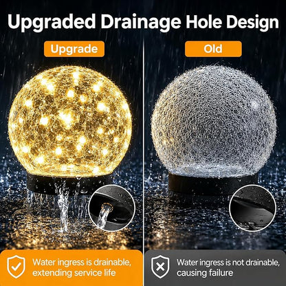 SyouHome Solar Garden Lights Outdoor Waterproof, Landscape Garden Decor | 6 Pack, Auto On/Off Cracked Glass Ball Light, Warm White Solar Globe Lights for Pathway/Patio/Lawn/Yard & Gardening Gift