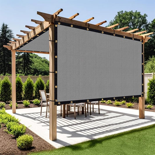 Shade&Beyond Customized Size 4' X 17' Shade Cloth with Grommets, 90% UV Protection UV Protection Mesh Tarp Sun Screens for Patio GN01, Light Gray
