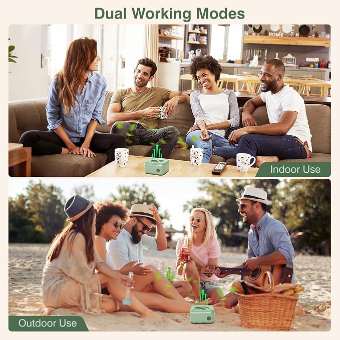Long-Lasting Indoor/Outdoor Mosquito Repeller, Up to 240-Hour Refill, 15-Hour Rechargeable Battery, USB-C Powered for Continuous Use, Mosquito-Repelling Plant-Based Essential Oil Refill