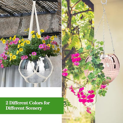 10” Disco Ball Plant Hanger with Hanging Rope, Hanging Chain, Hook, Circle | for Decoration
