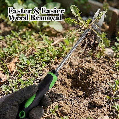 Weed Puller Tool, 5-Claw & Crab Claw 2-in-1 Heavy Duty Weed Remover, Ergonomic Long Handle Manual Weeding Tool for Dandelion, Crabgrass, Patio, Lawn & Garden