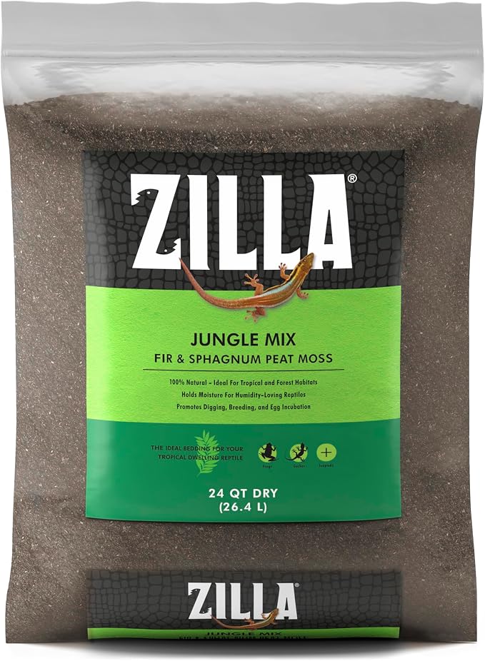 Zilla Pet Reptile Terrarium Substrate Bedding, Jungle Mix, for Frogs, Rainforest Geckos, Toads and Snakes, 24 Quart, 2 Pack