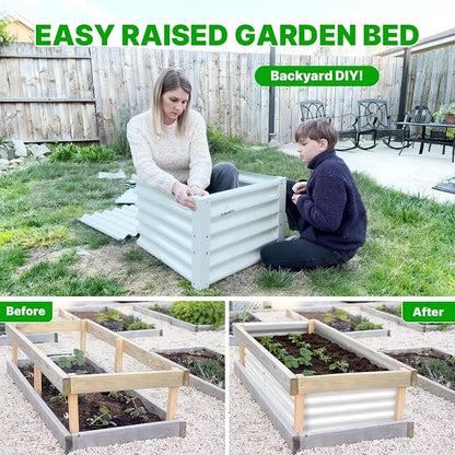 ANLEOLIFE 8-Pack 12 Inch Raised Garden Bed Support Rods, Stabilizer Bracing Rod Kit with Connector Studs & Screws, Prevent Bowing in Metal Garden Beds, Quartz Grey