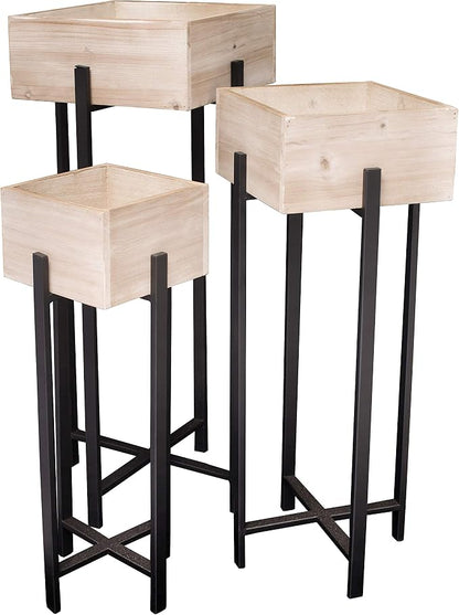 Anderson's Raised Wooden Garden Boxes on Metal Stands Set - 3 Pieces