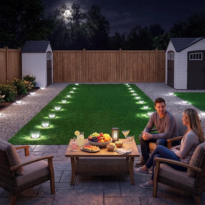 6 Pack Solar Ground Lights Outdoor, 8 LED Mini Flat Solar Disc Lights, IP65 Waterproof Pathway Lights Solar Powered, Landscape Lighting for Garden Walkway Driveway Yard Lawn,Cool White