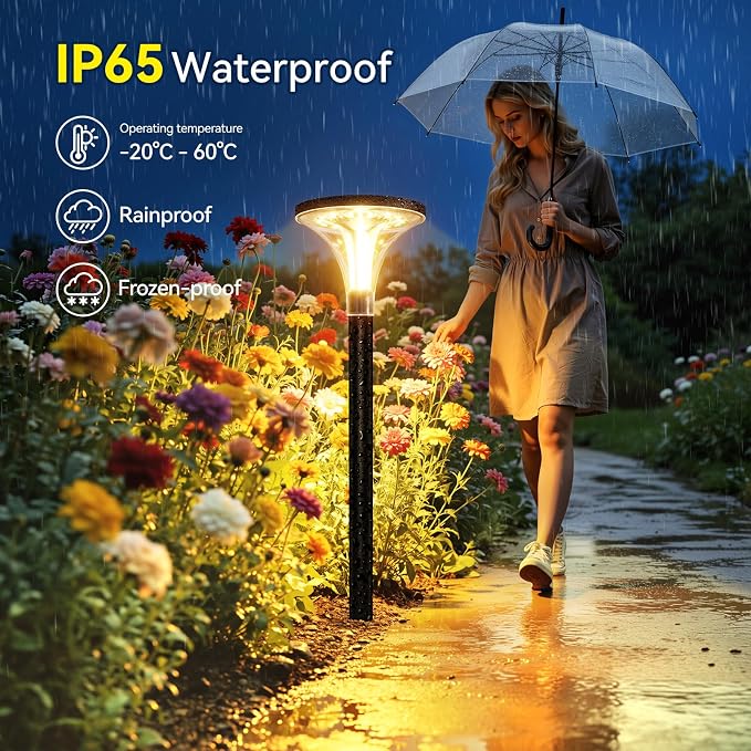 Tall Solar Pathway Lights Outdoor, 29" 200LM Ultra Bright, 4 Pack | Waterproof Garden Lights Solar Powered, Auto ON/Off, Outdoor Lighting for Yard Walkway Driveway Decor