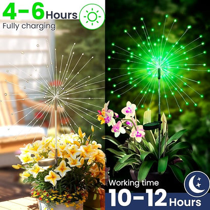 GIGALUMI Garden Outdoor Decor Lights 120LED 4Pack, Solar Garden Lights for Yard Outside Fairy Decorative,Solar Powered for Yard Pathway Flowerbed Planter Balcony Patio Decor（Green）