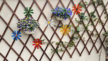 Tsilin 6 Pcs Metal Flowers Garden Fence Ornaments,Wall Art Hanging Decoration Daisy Garden Decor For Wall Decor Living Room Bedroom Dining Room Outdoor Backyard Porch Patio Fence