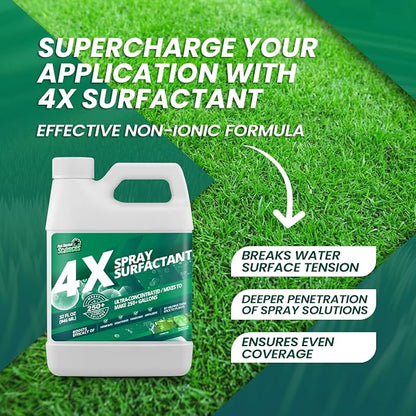 32oz 4X Non Ionic Surfactant - Makes 250+ Gallons - Nonionic Wetting Agent & Concentrated Surfactant Spray for Increased Product Efficacy, Ideal Spreader Sticker, No Foam Wetting Agent