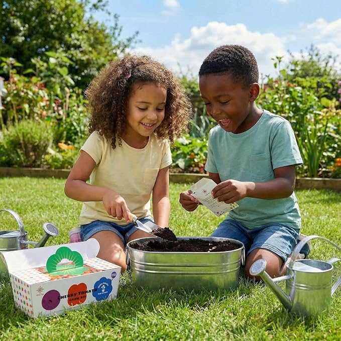 Tomato Grow Kit - All-in-One Indoor Vegetable Garden Starter Kit with Metal Planter, Complete Growing Set for Beginners, Kitchen Windowsill, Home Gardening & Plant Lovers Gift