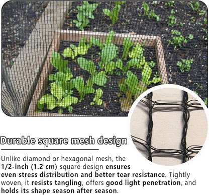 POYEE 15x20ft Bird Netting, 1/2-inch Square Mesh Garden Netting | Animal Barrier for Vegetables, Fruit Trees, Blueberry Bushes, Strawberries – Protects against Deer, Chickens, Squirrels