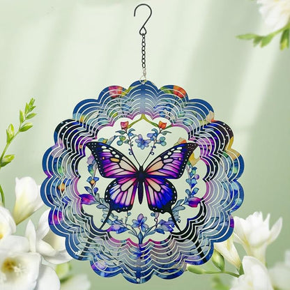 Eandisom Wind Spinners Outdoor Butterfly - Birthday Gifts for Women, for Mom, Butterflies Hanging 12 inch 3D Wind Sculptures for Garden Decor for Outside, Patio, Yard, Outdoor