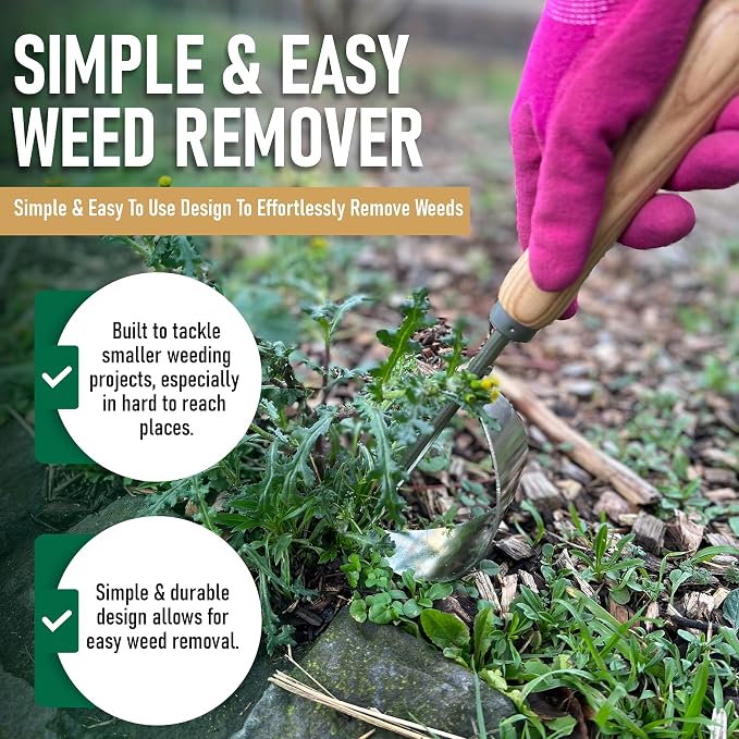 Grampa's Hand Weeder Tool - The Perfect Lightweight Easy to Use Weed Puller Tool for Garden - Durable Unique Lever Design with V-Shaped Forks Allows for Easy Removal of Weeds & Their Roots