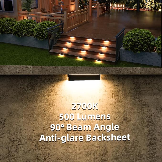 Teekuv 8 Pack 7 Inch Retaining Wall Lights, 5W LED Hardscape Lighting, 12V AC/DC Low Voltage Paver Lights Outdoor, Waterproof 2700K Soft White Landscape Lighting for Walls Patio Yard, ETL