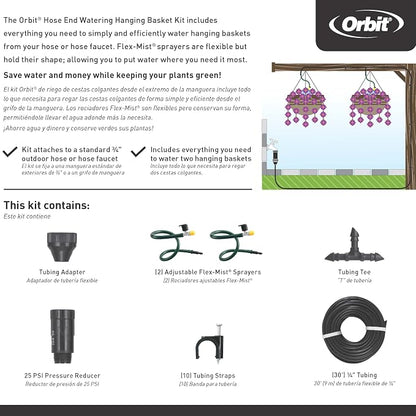 Orbit 56311 Hanging Basket Drip Irrigation Drip Watering Kit with Flex Misters